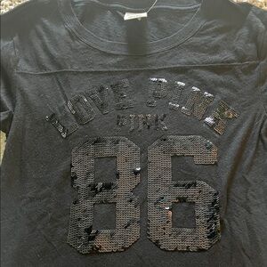 Victoria's Secret Black Sequin Short Sleeve Tee